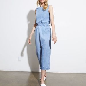 NSF CLOTHING Sidra Back Tie Cotton Jumpsuit